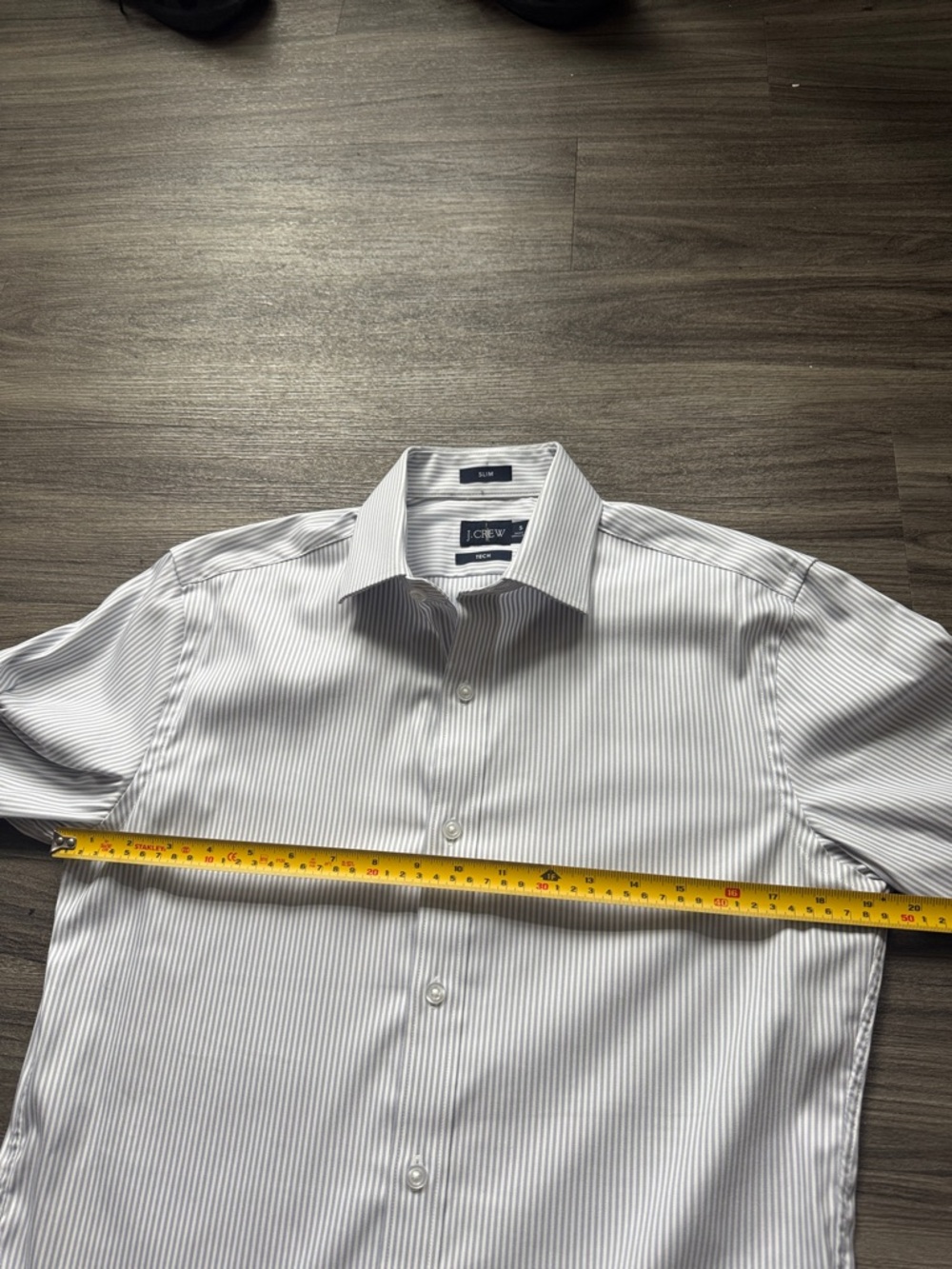 J. Crew Men's Slim Bowery Stretch Stripe Dress Shirt in White and Light Blue - Picture 7 of 8